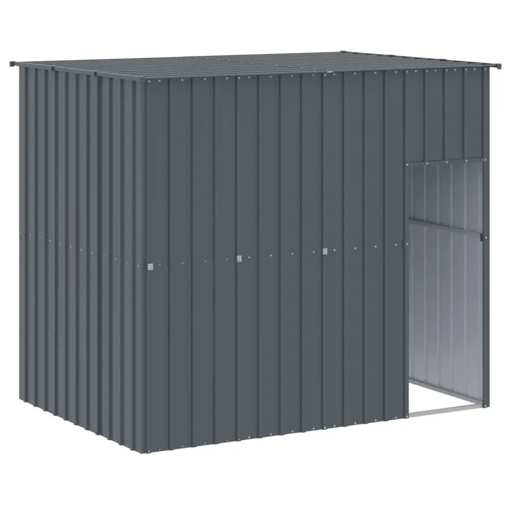 Dog House Roof Anthracite 84.3x60.2x71.3 Inches Galvanized Steel Pet Shelter