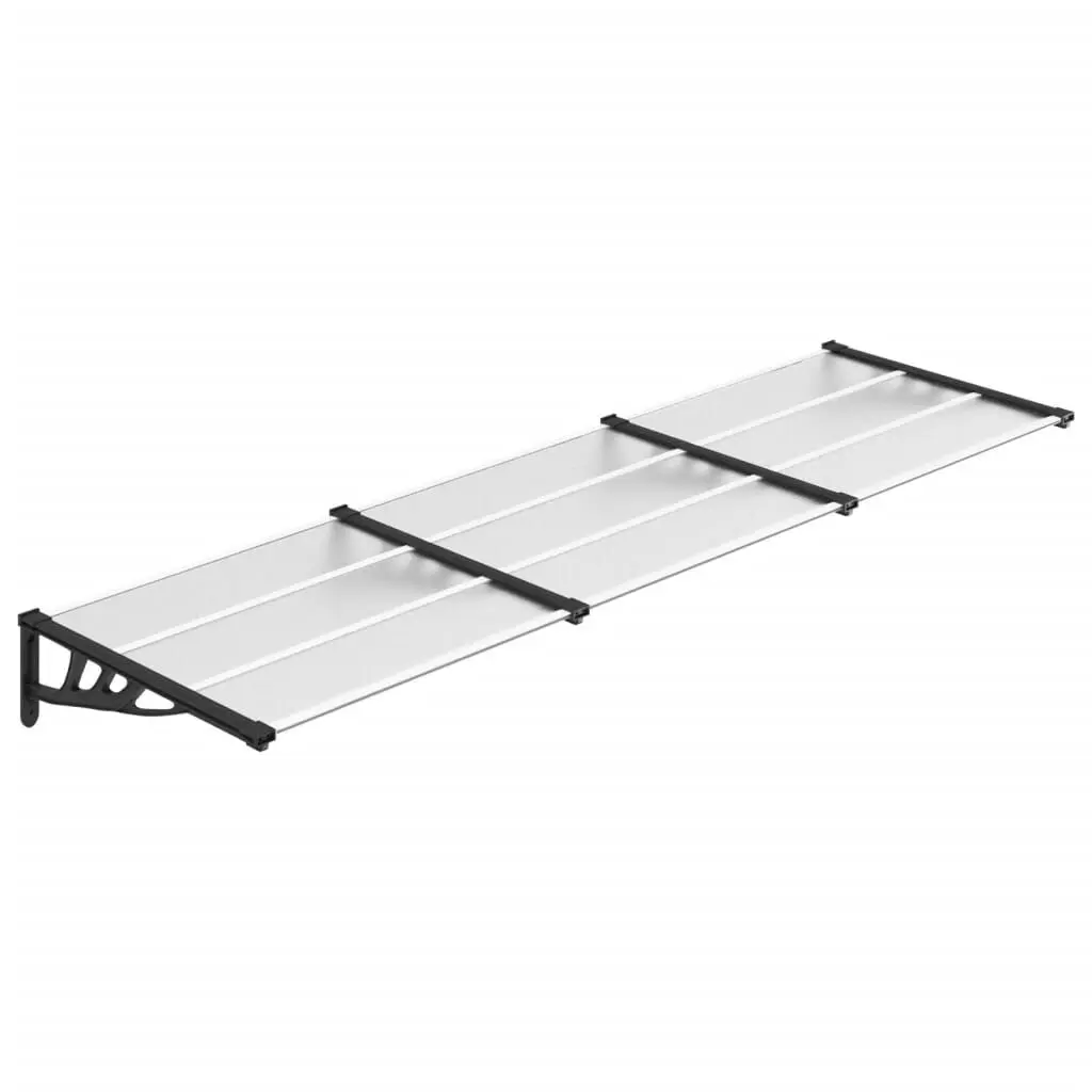 Black and Transparent Polycarbonate Door Canopy 117.1x35.4 Inches Weather Protection
