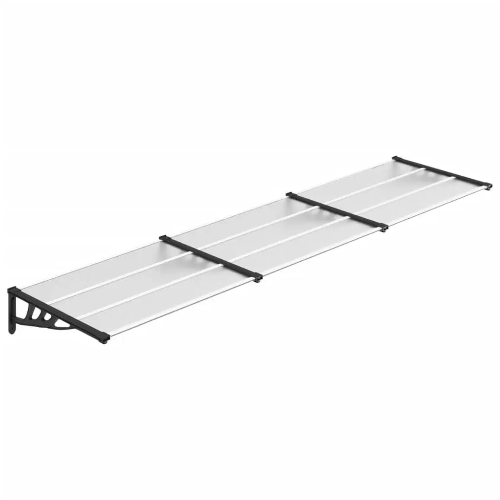 Black and Transparent Polycarbonate Door Canopy 141.1x35.4 Inches Wide Coverage
