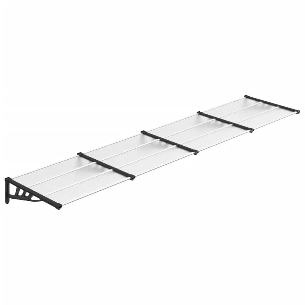 Black and Transparent Polycarbonate Door Canopy 155.9x35.4 Inches Extra Large