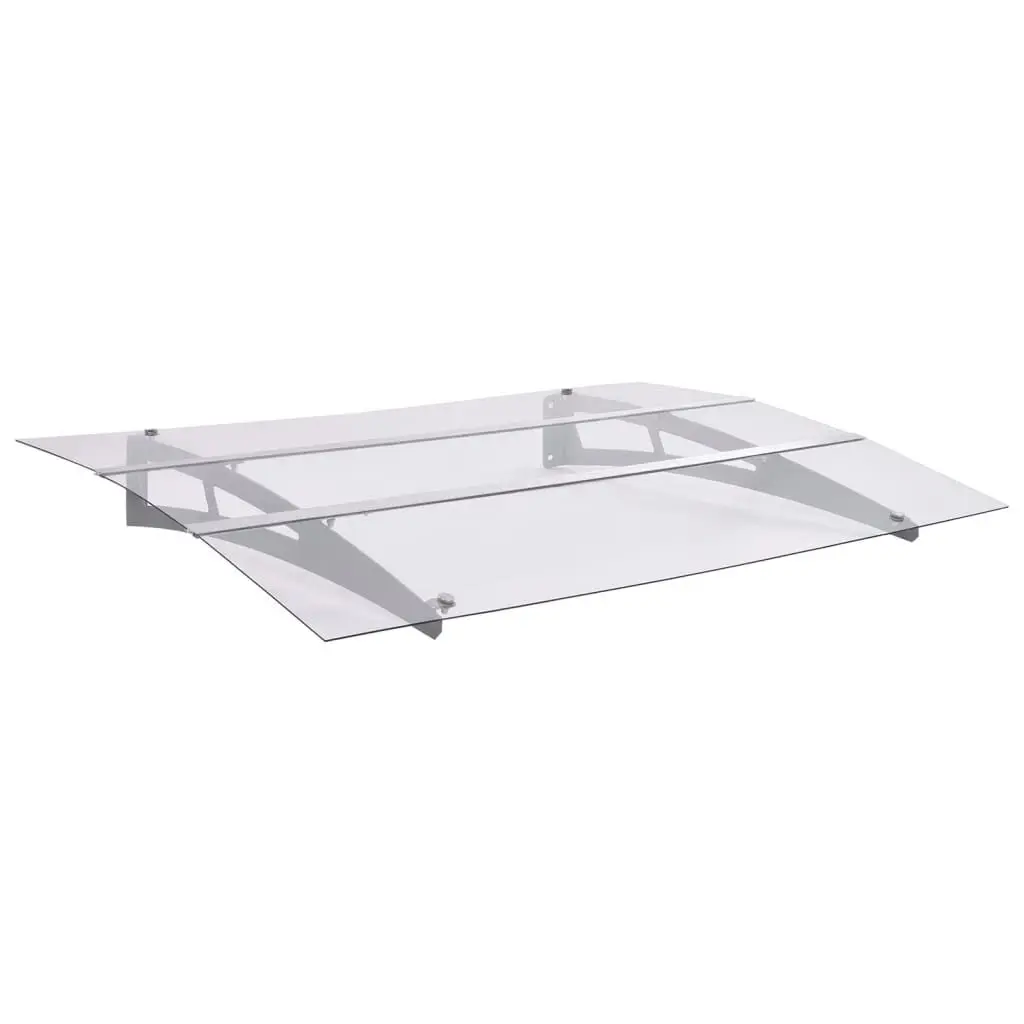 Door Canopy Silver and Transparent 59.1x35.4 Inches PET Weather Protection