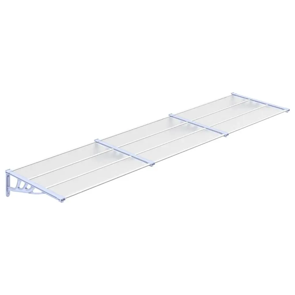 Gray and Transparent Polycarbonate Door Canopy 141.1x35.4 Inches Super Wide Large Doors