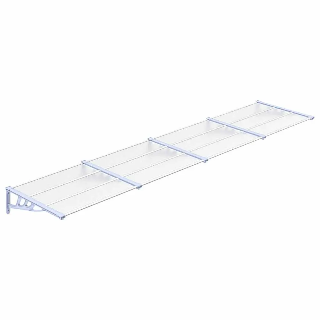Gray and Transparent Polycarbonate Door Canopy 155.9x35.4 Inches Maximum Coverage Extra Wide Doors