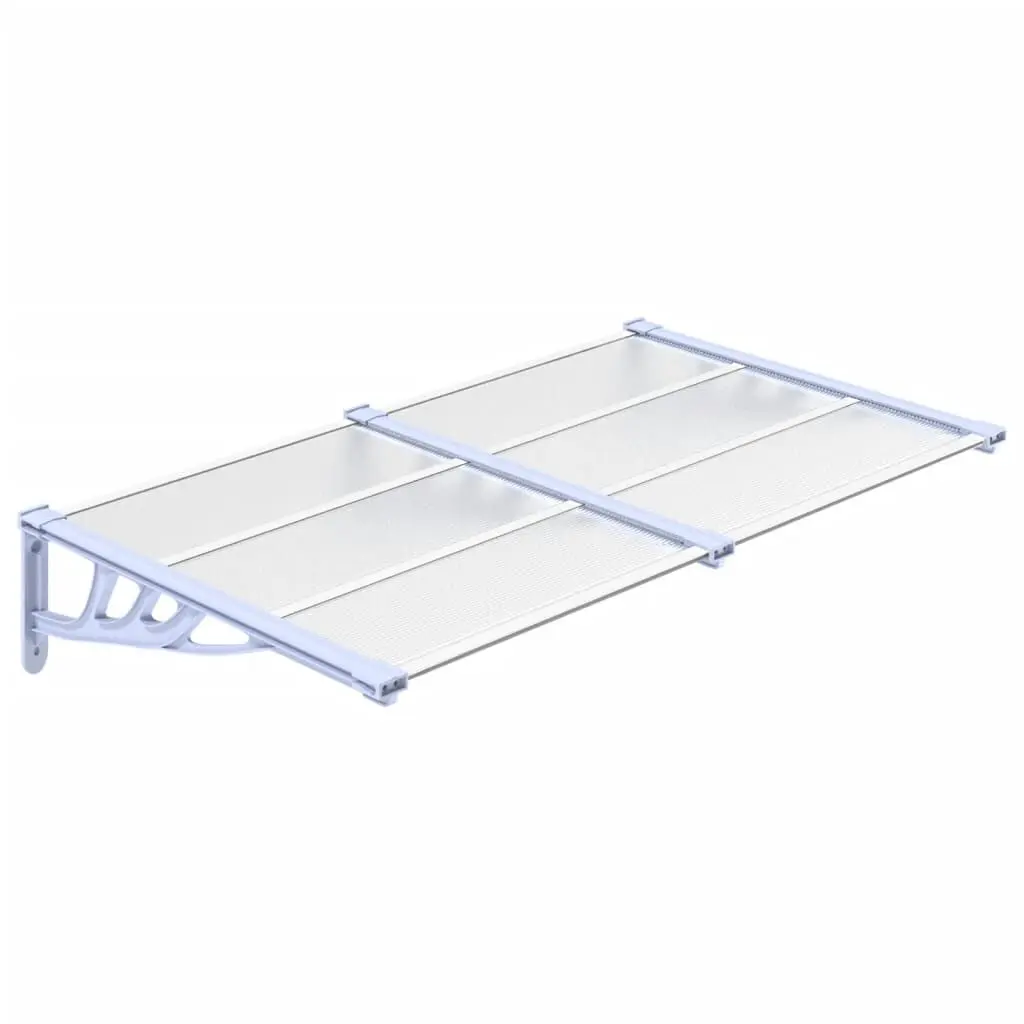 Gray and Transparent Polycarbonate Door Canopy 60x35.4 Inches Weather Protection Entryway