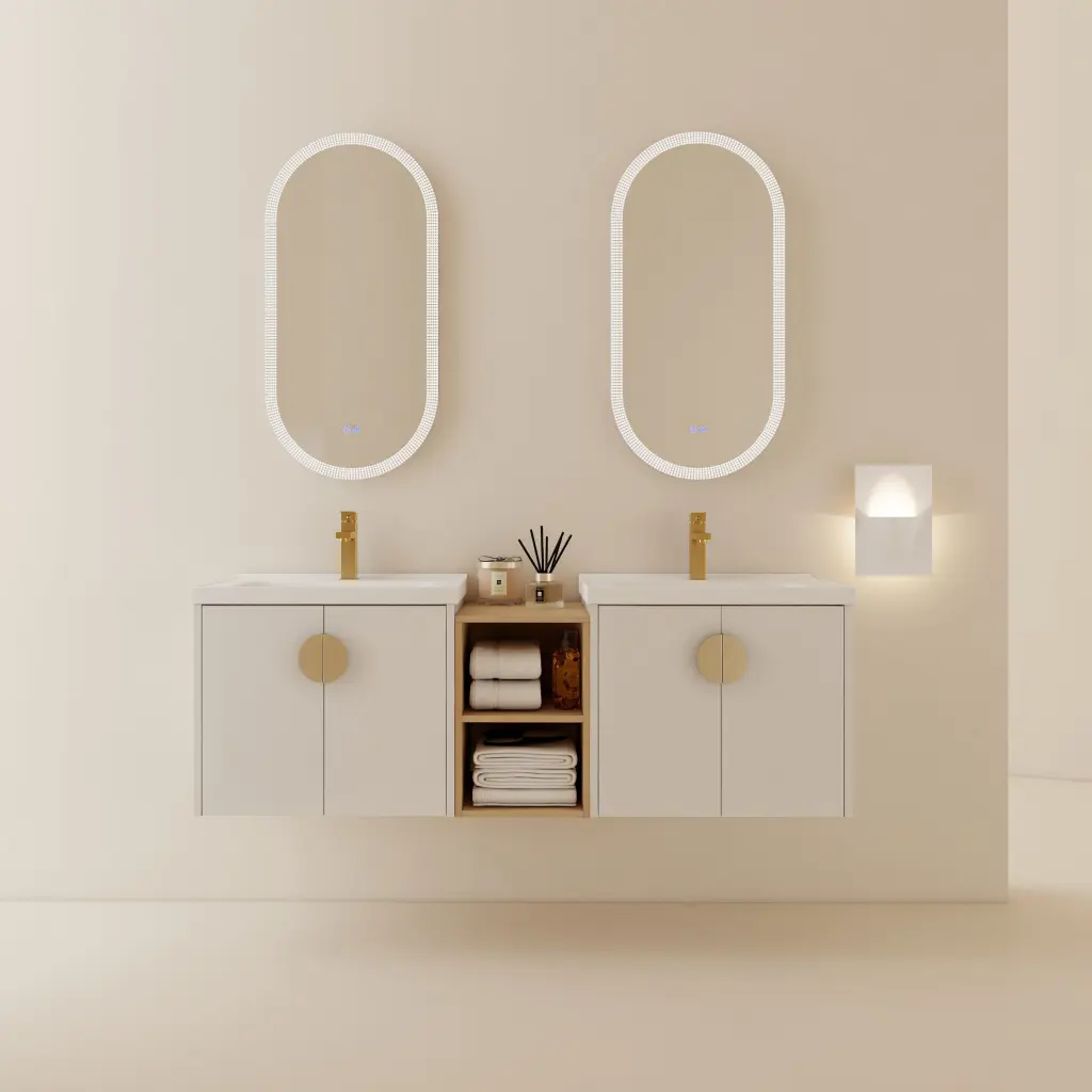 60 Inch Soft Close Bathroom Vanity Sink And Storage Cabinet g-lemon
