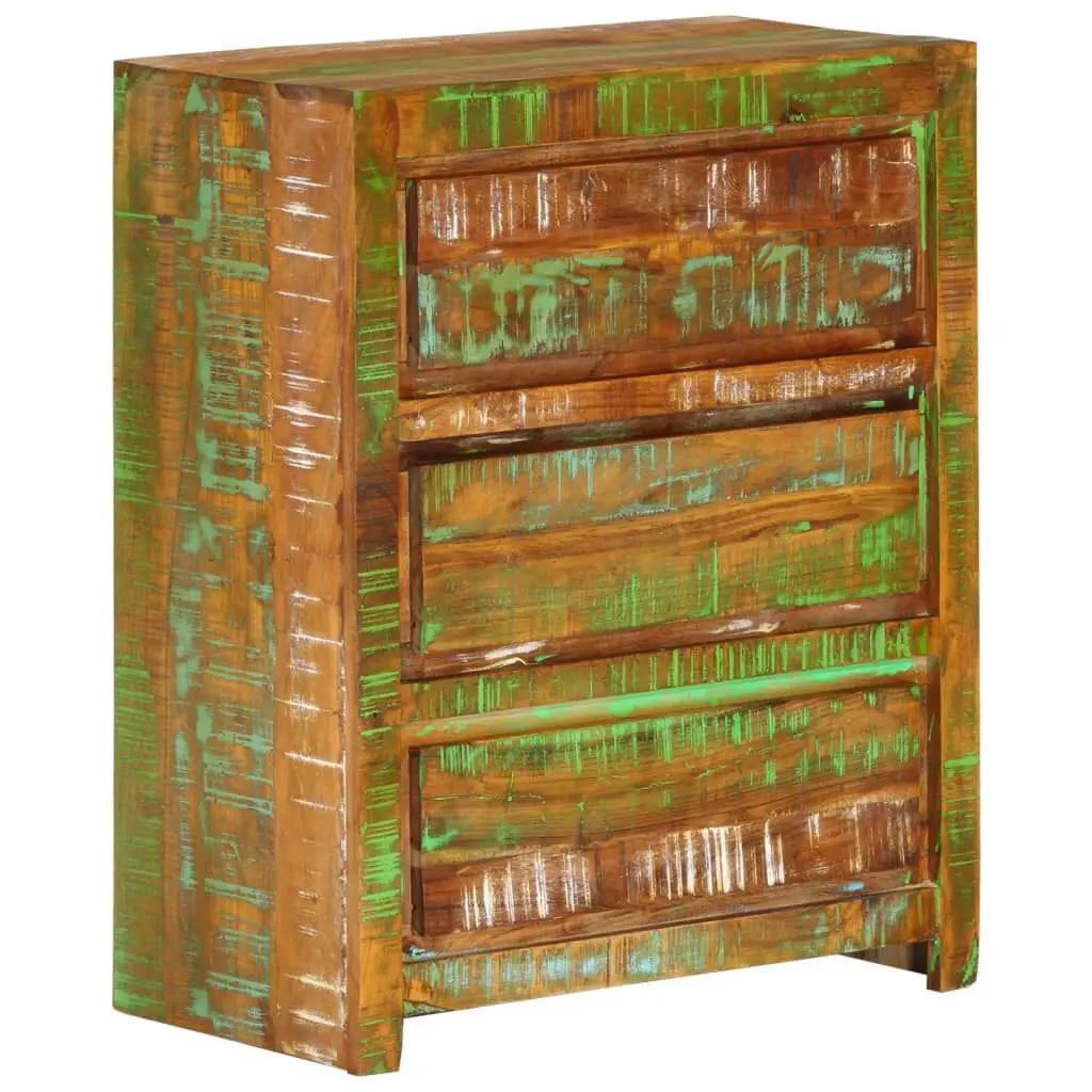 Drawer Cabinet Multicolor 23.6x13x29.5 Inches Solid Wood Reclaimed