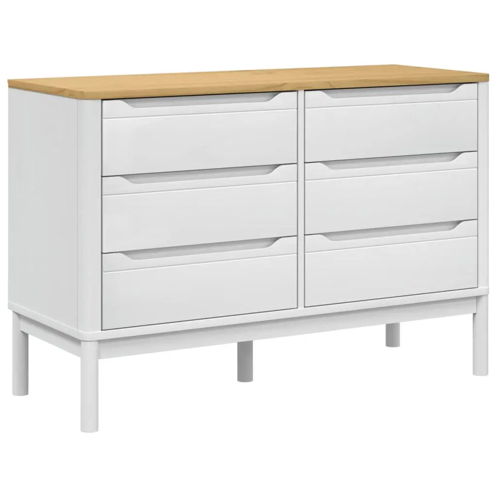 Chest Drawers FLORO White Solid Wood Pine Bedroom Storage Furniture