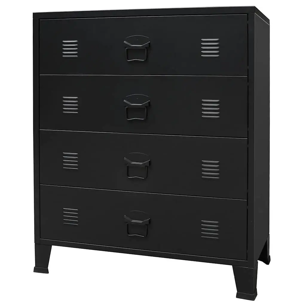 Chest Drawers Metal Industrial Style 30.7x15.7x36.6 Inches Black Storage