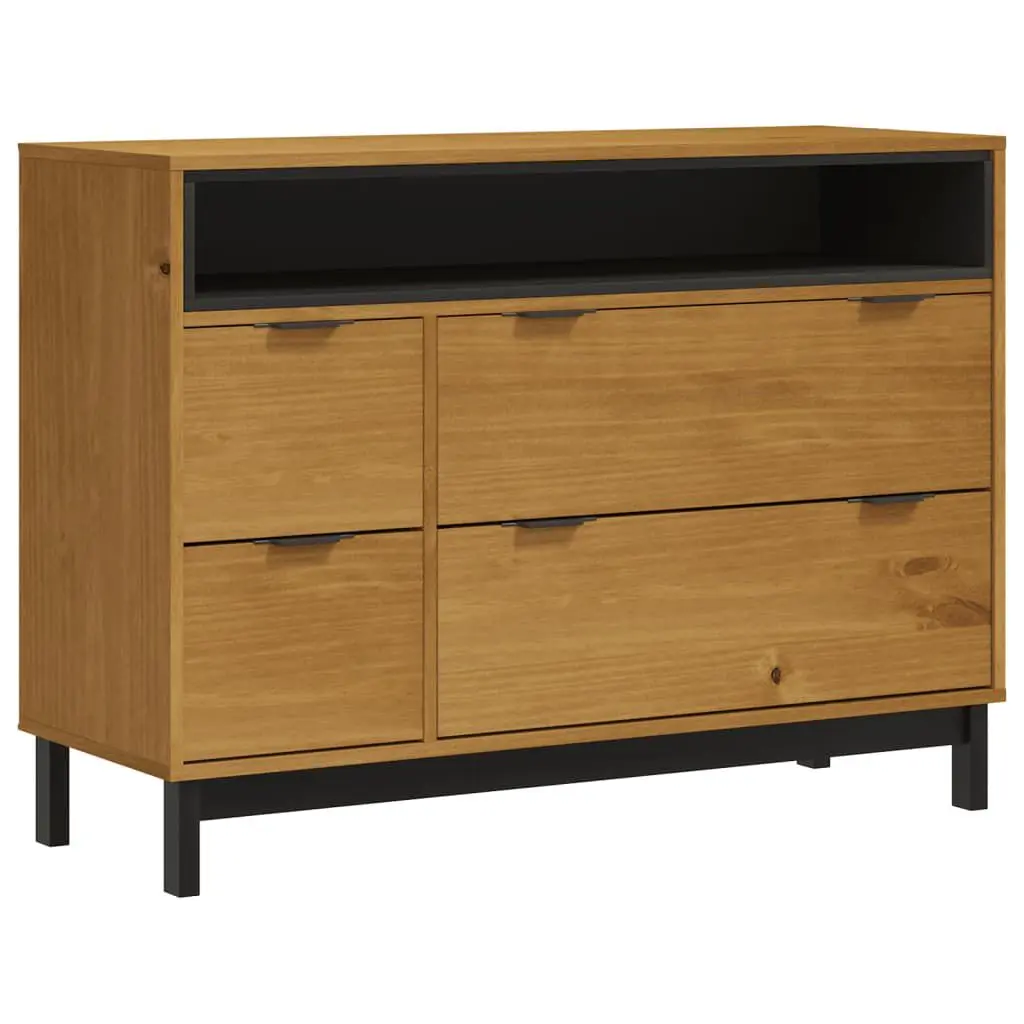 Drawer Cabinet FLAM 43.3x15.7x31.5 Inches Solid Wood Pine Storage