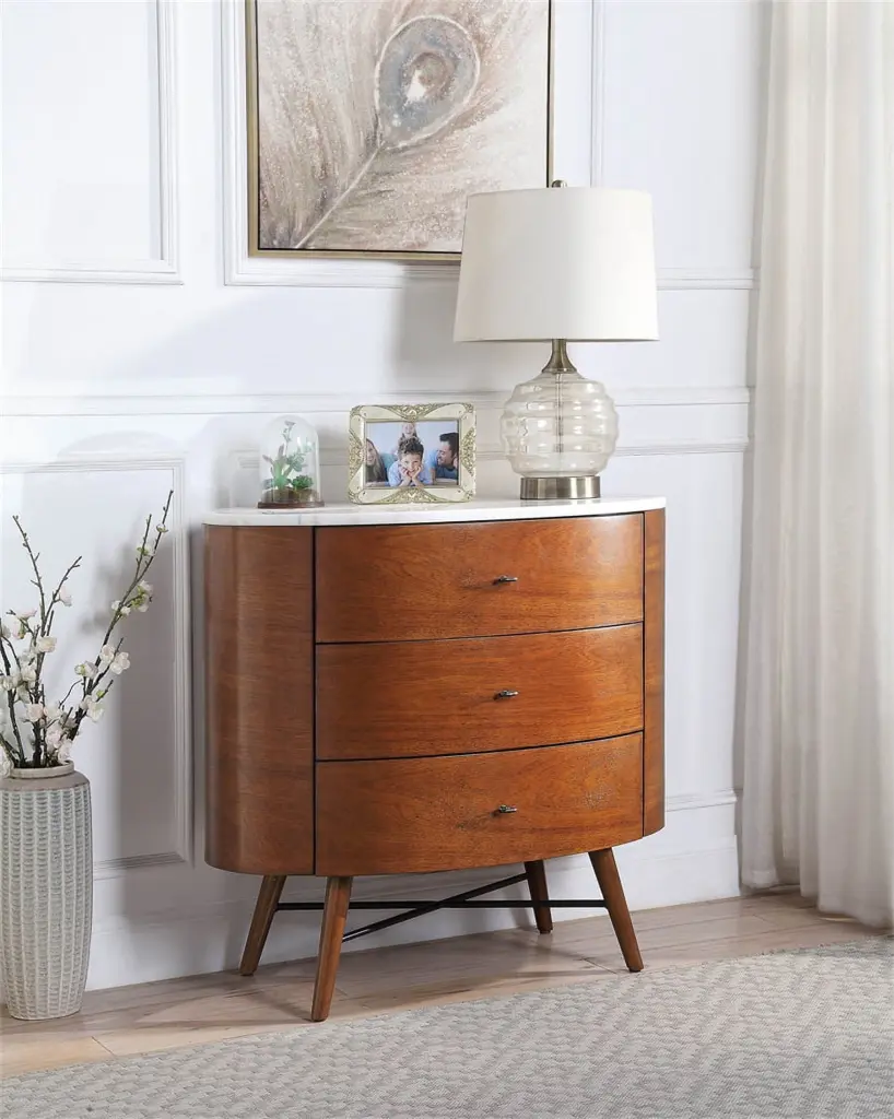 3-Drawer Wood Dresser Bedroom Storage Chest Marble Top, 34L x 20W x 32H INCLAKE