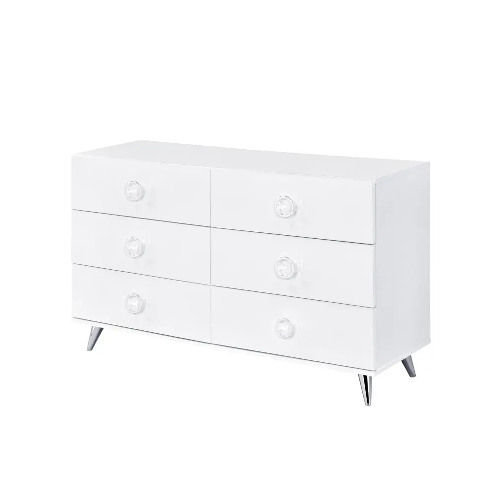 White 6 Drawer Gown Modern Particle Board Bedroom Dresser furniture max