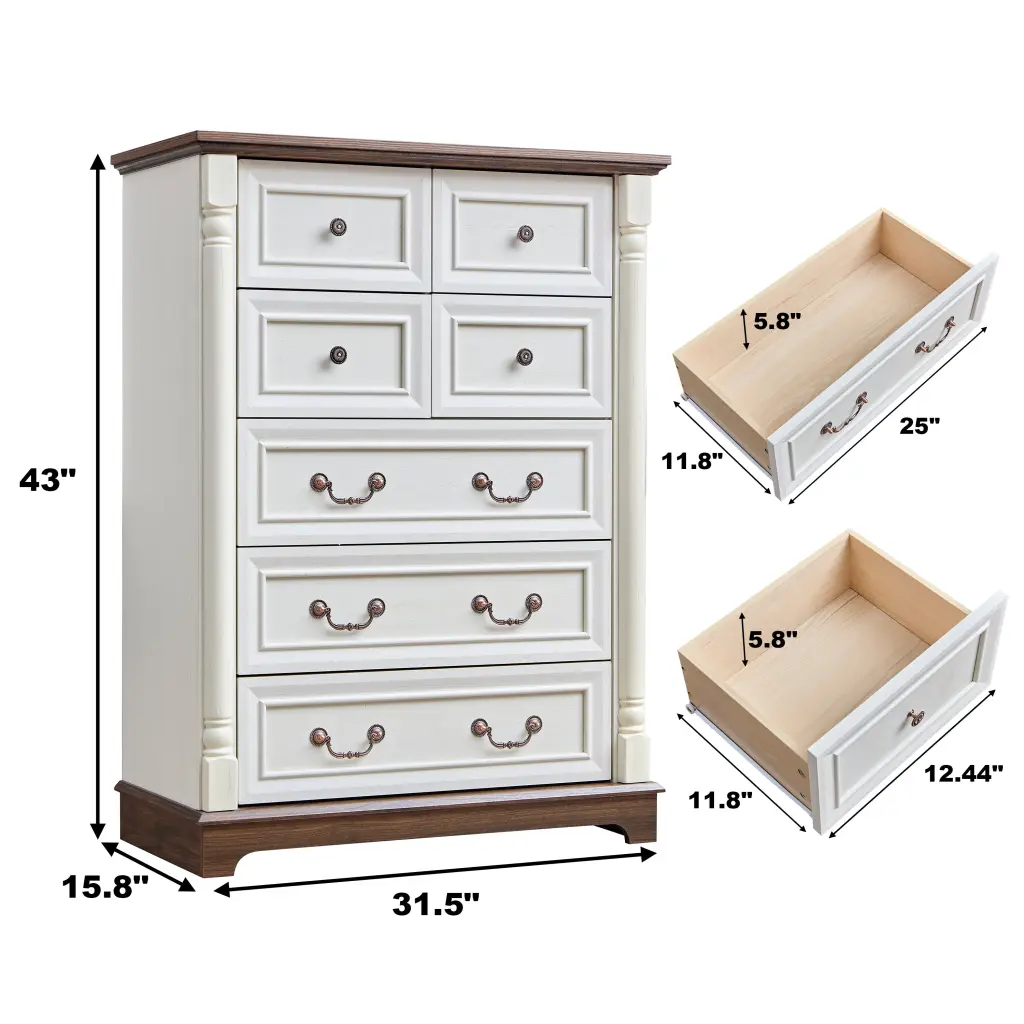7 Drawer Wooden Dresser Chest Bedroom Timberen Base And Riser Trim jiacheng intelligent technology co.