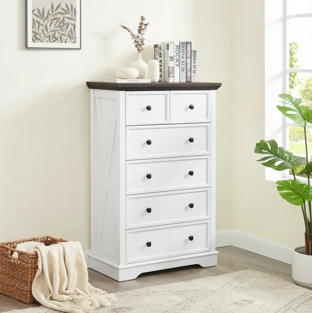 6 Drawer Dresser 6 Drawers Cabinet Tall Chest Drawers Closet Organizer rnb