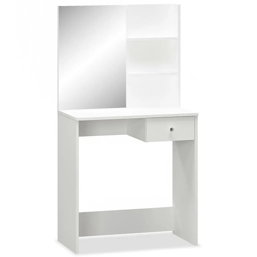 White Engineered Wood Dressing Table 29.5x15.7x55.5 Inch Vanity Desk