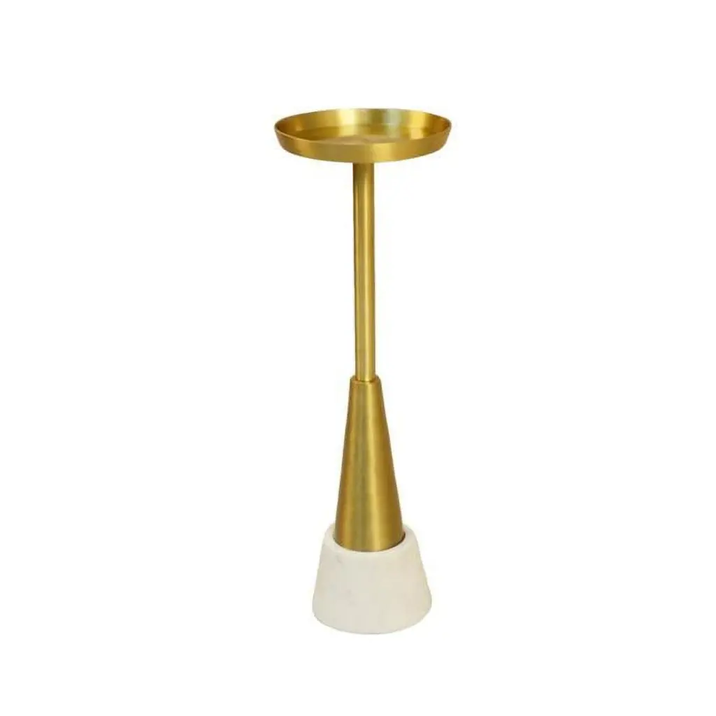 Carolina Classics Barclay Marble and Metal Small Drink Table Gold Carolina Classic Furniture