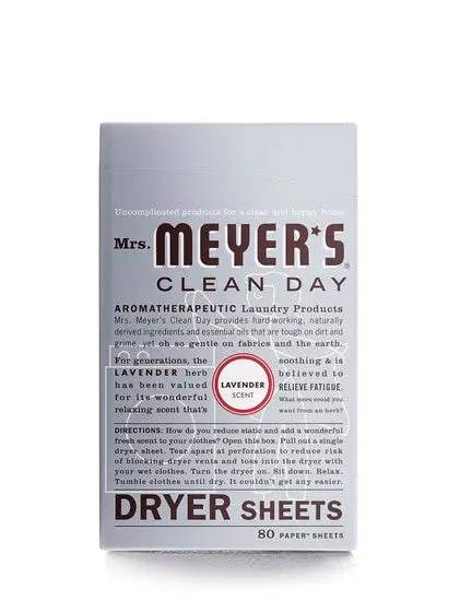 Mrs. Meyer's Clean Day Lavender Dryer Sheets 80-Count - Natural Fabric Softener Laundry Mrs Meyers Clean Day