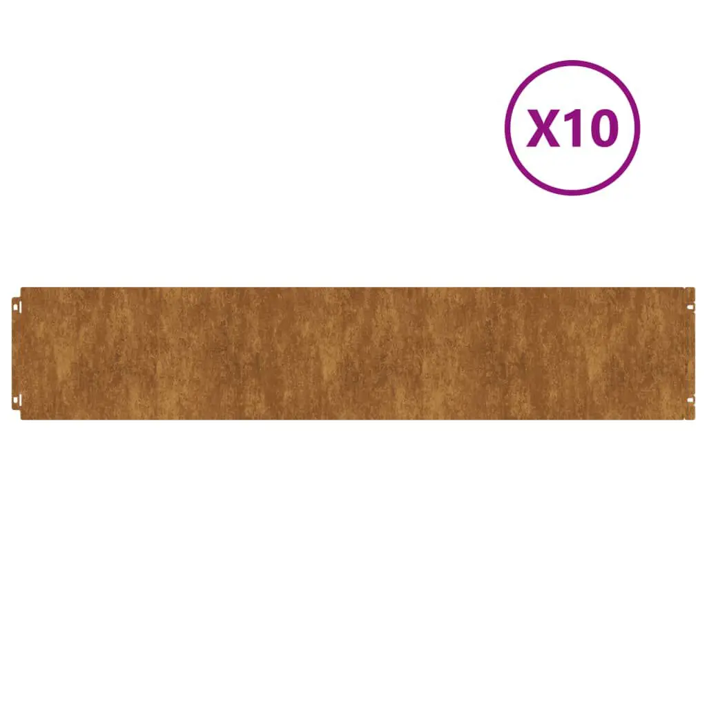 10 Pack Flexible Corten Steel Lawn Edging 7.9x40.6 Inches Garden Borders