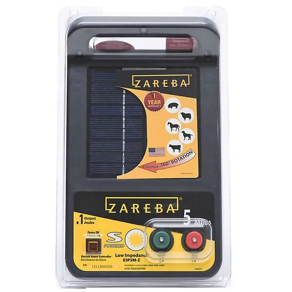 Zareba ESP5M-Z 5-Mile Solar Low Impedance Charger 6 Volt Electric Fences