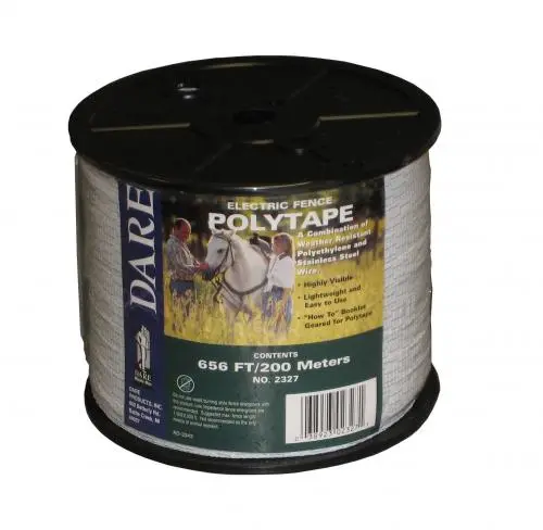Dare 2327 1/2 Inch x 656 Feet White Electric Fence Poly Tape