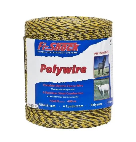Fi-Shock PW1320Y6-FS Electric Fence Poly Wire 1320 Feet Livestock Control