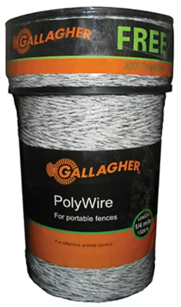 Gallagher G620300 Poly Wire Portable Fence Ultra White 1620 Feet