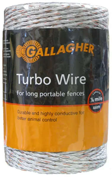 Gallagher G62054 Turbo Wire Long Portable Fences Ultra White 656 Feet
