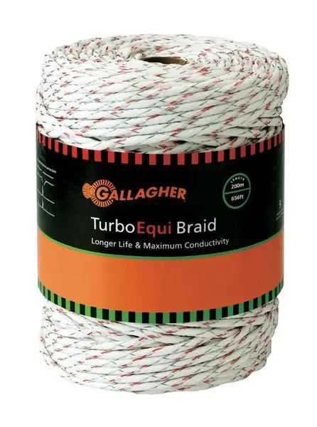 Gallagher G62174 Turbo EquiBraid Ultra White Electric Fence Tape 656 Feet