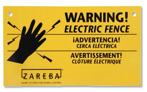 Zareba WS100 Electric Fence Warning Sign 4x8 Inches Safety