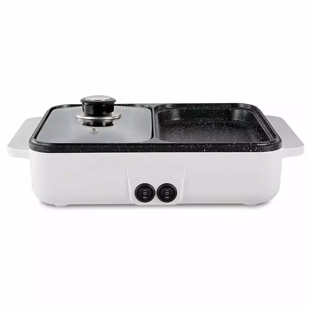 Houtilizehold Electric Grill Pan - 2 Speed 2L Multifunctional Hot Pot and Barbecue Machine 1200W