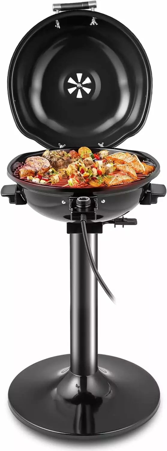 1600W Travel-friendly Electric Grill - Outdoor BBQ Grill 15-Serving Indoor and Outdoor Use