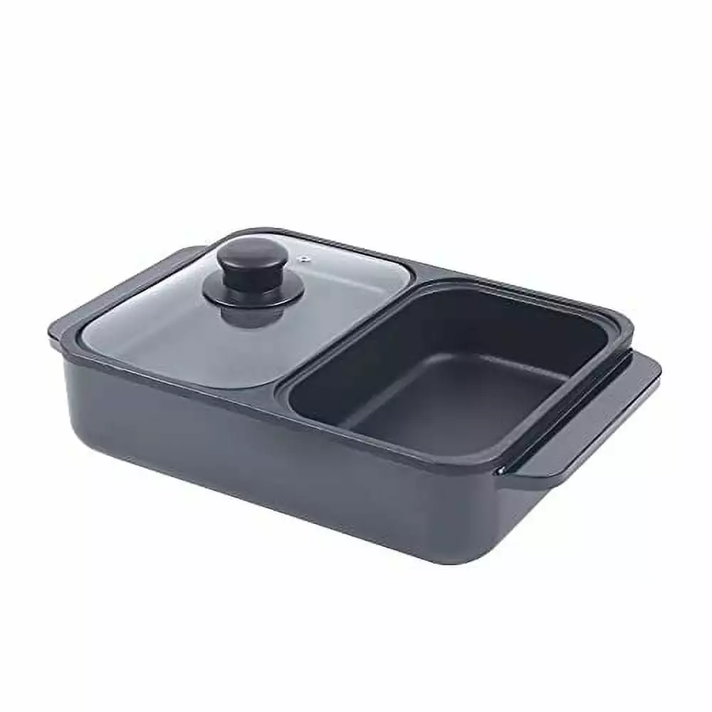 Travel-friendly Electric Grill Indoor Hot Pot 2--1 Barbecue Grill Temperature Control