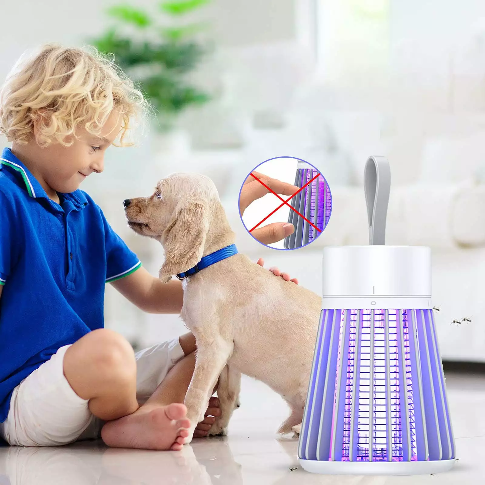 HTHJSCO Mosquito Control Electric Trap Indoor Outdoor LED Purple Light 6 Hour Battery Travel Camping One