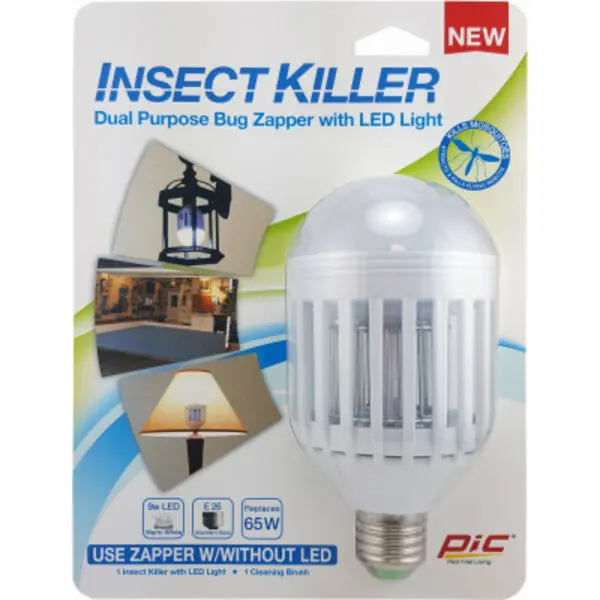 PIC IKC Insect Killer Dual Purpose Bug Zapper LED Light - Indoor Outdoor Pest Control