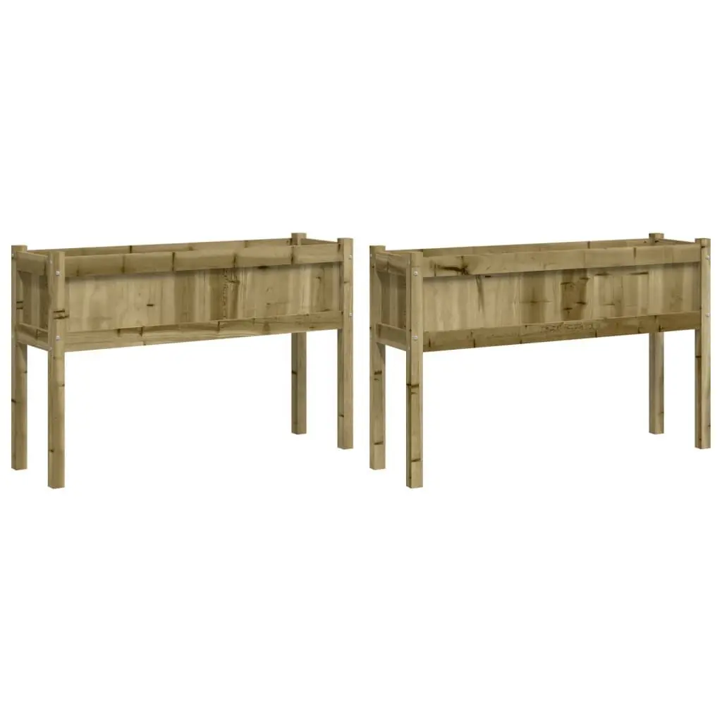 2 Piece Garden Planters Legs Impregnated Wood Pine Elevated Planting