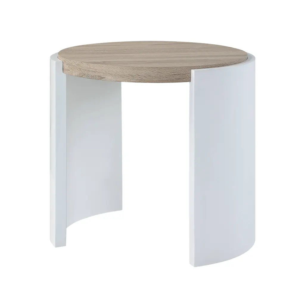 Zoma End Table White High Gloss Oak Finish acme onsite store