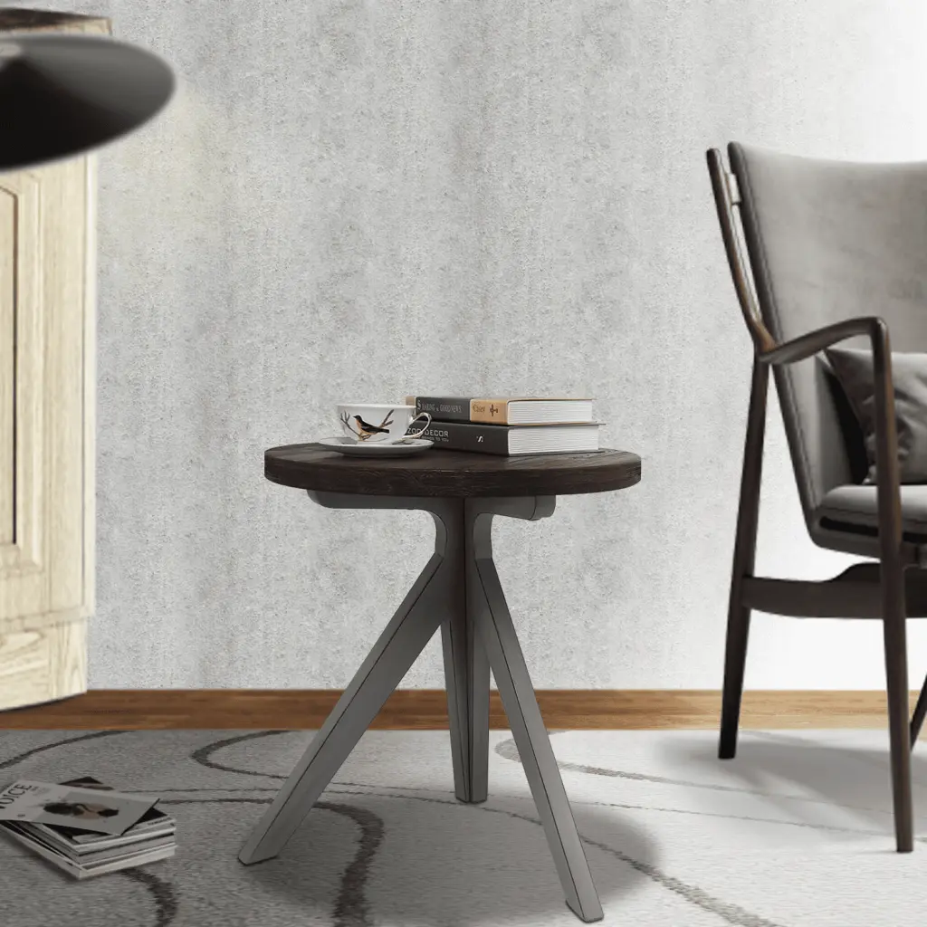 AmpelioDécor Minimalist Vintage End Table Walnut Living Room Bedroom Outdoor