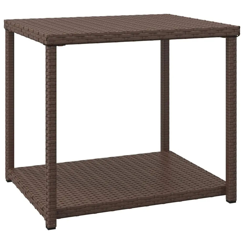 Side Table Brown 21.7x17.7x19.3 Inches Poly Rattan End Table Living Room