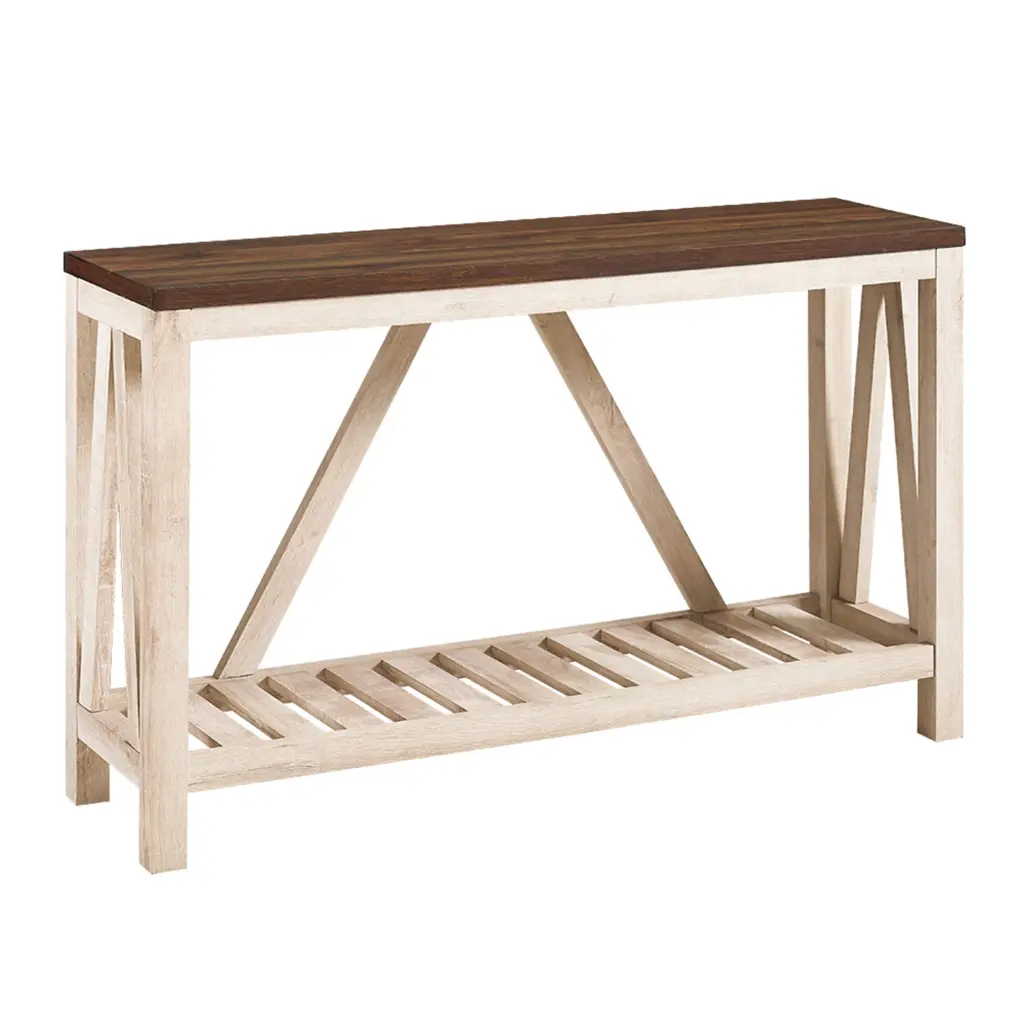 Farmhoutilize Frame Entry Table Lower Shelf Dark Walnut White Oak walker edison