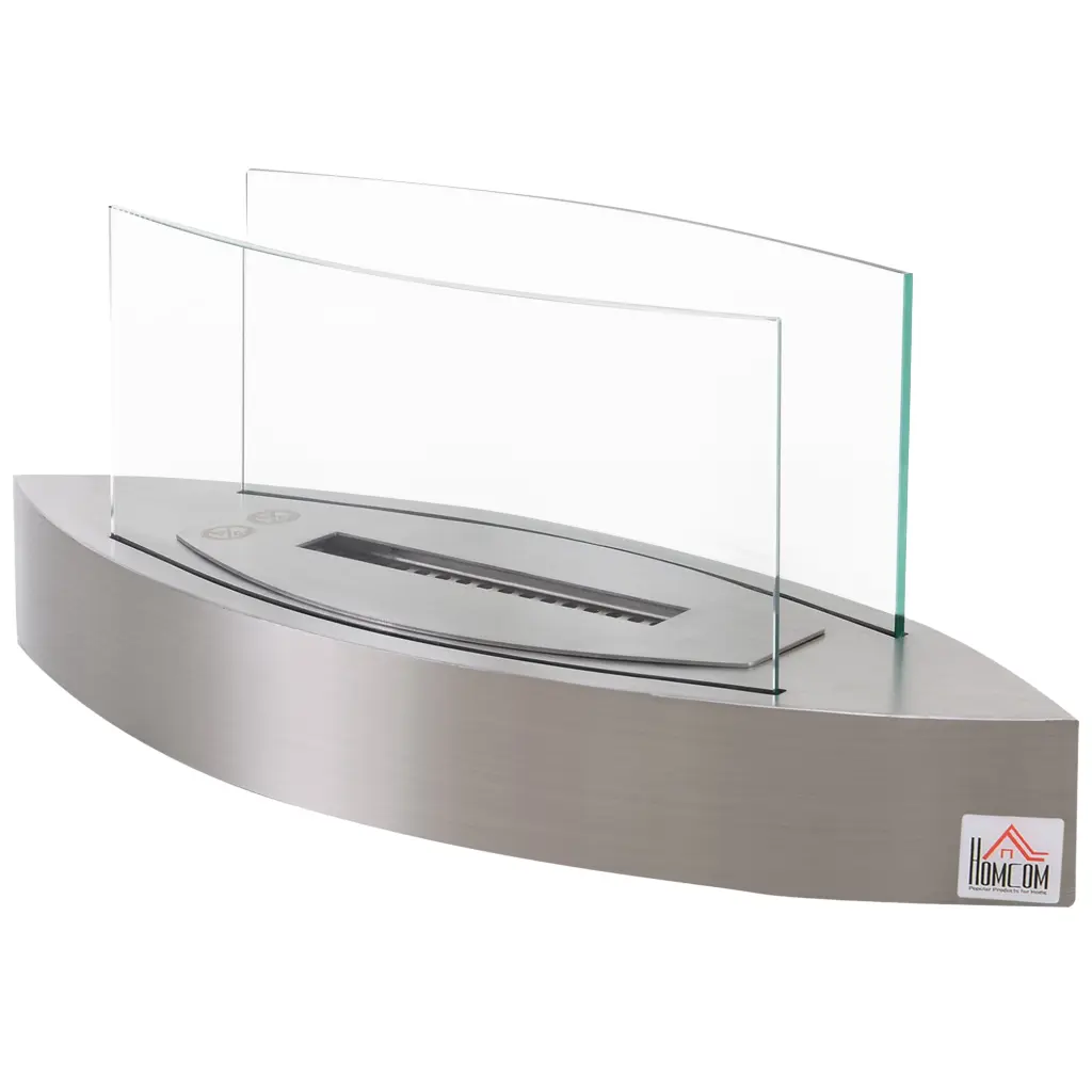 Ethanol Fireplace 23.5 Inch Tabletop Stainless Steel 215 Sq. Inch Heating Area aosom business