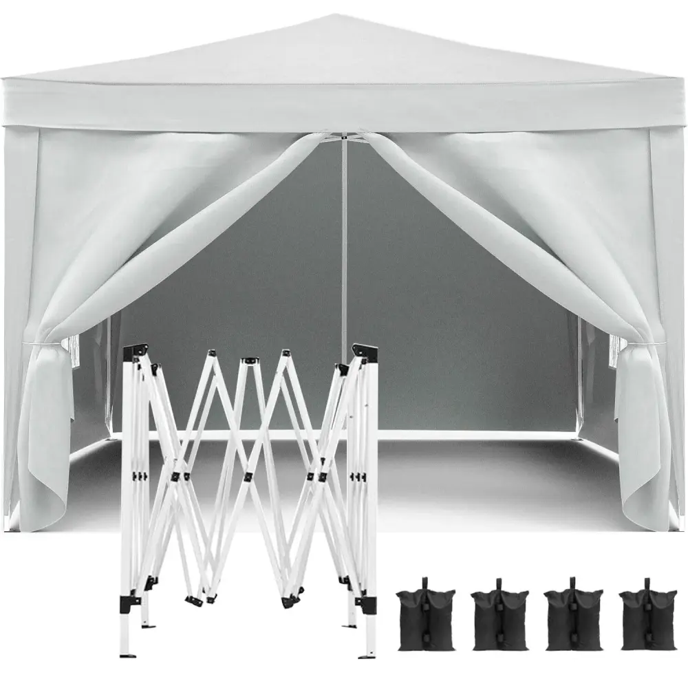 UV-Resistant Waterproof 10'X10' Folding Canopy 4 Take-apart Sidewalls Outdoor Event Shelter UPF 50+ Gazebo Portable Tents ...