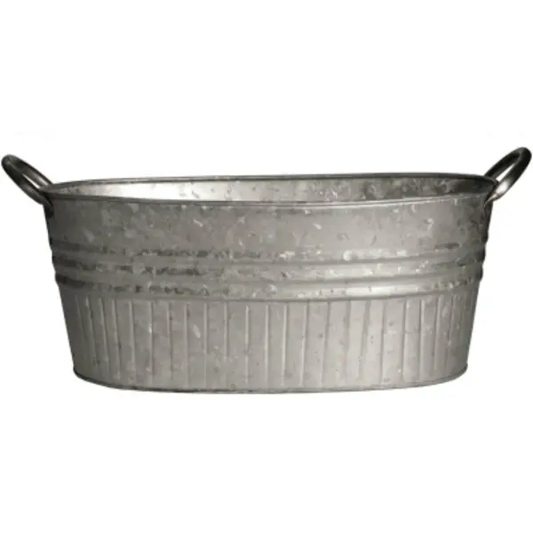 Robert Allen Tapered Oval Tub Handles 24 Inch Galvanized Outdoor Garden Planter