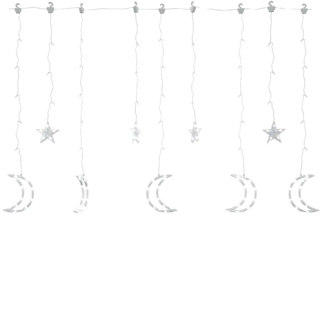 Star and Moon Fairy Lights Remote Control 138 LED Cold White Decorative Lighting