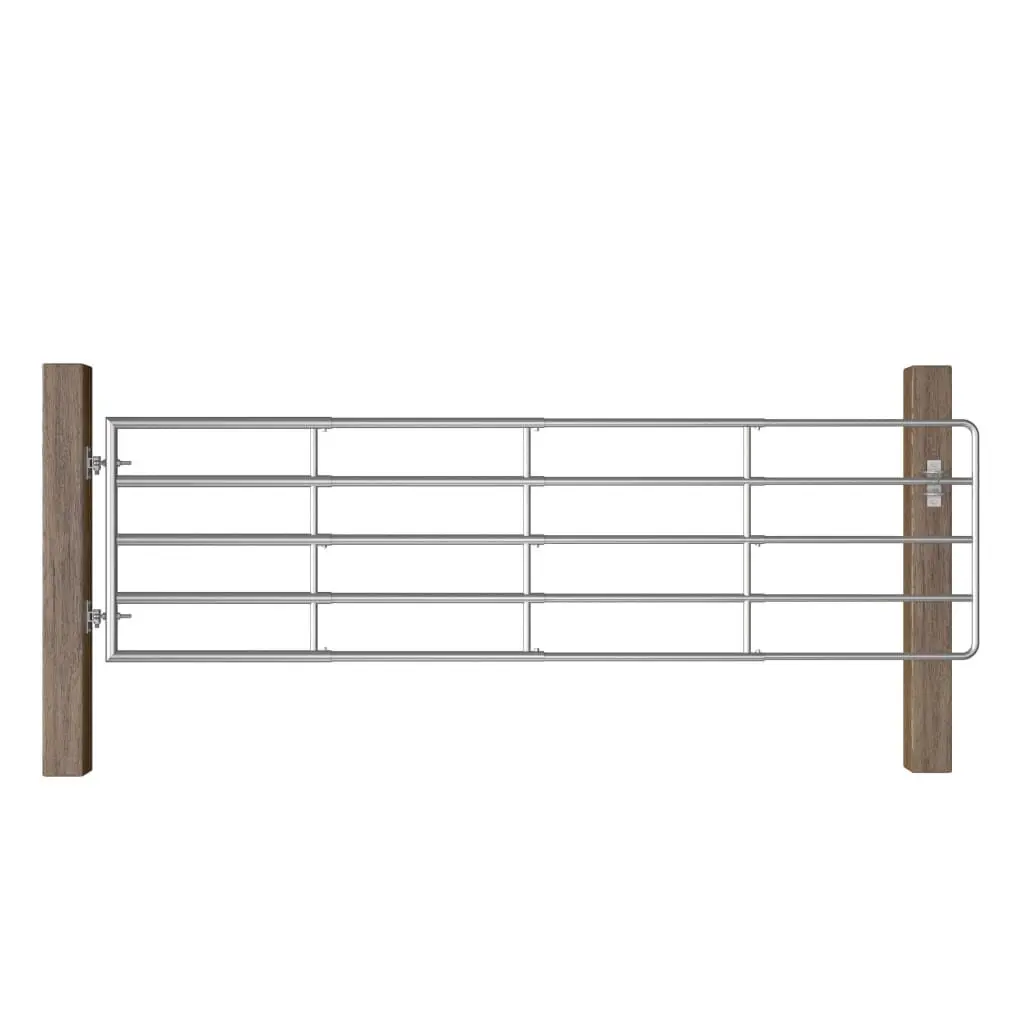 5 Bar Field Gate Steel Adjustable 45.3 to 118.1 Inches Silver Farm Gate