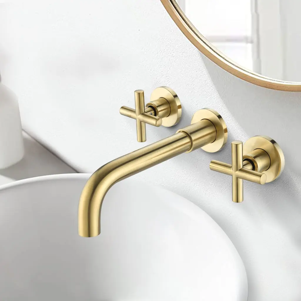 Wall Mounted Bathroom Sink Faucet Precious Metal Copper Alloy Modern Design w928 dongtu group