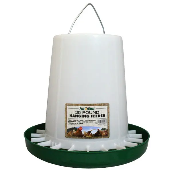 Free Range 1000294 Open-Top Hanging Feeder Up to 50 Birds 25 Lbs Capacity
