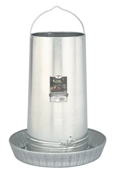 Little Giant 914273 Heavy Gauge Galvanized Poultry Feeder 40 Lb Durable Farm Use