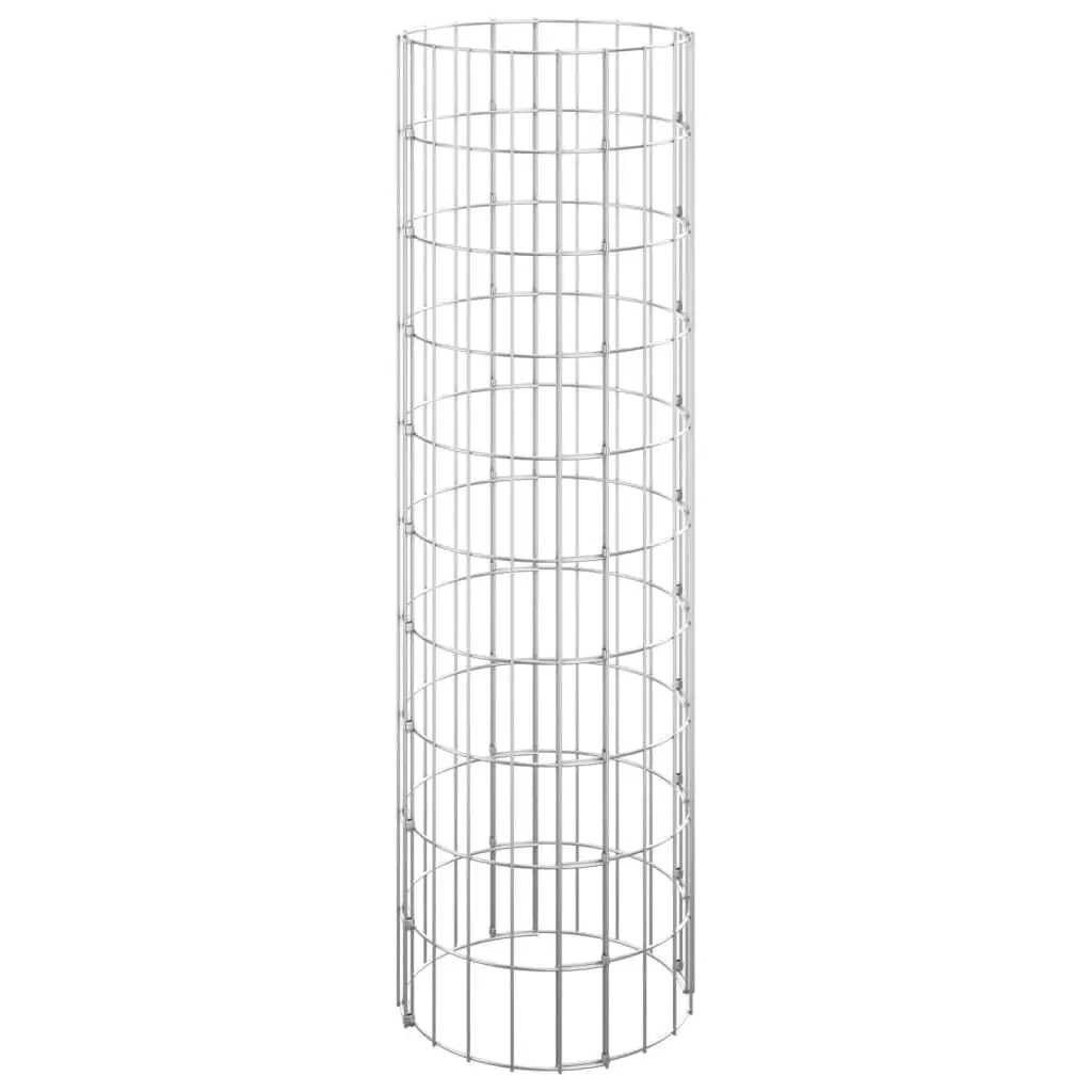 Circular Gabion Pole Galvanized Steel 11.8x39.4 Inches Garden Decoration