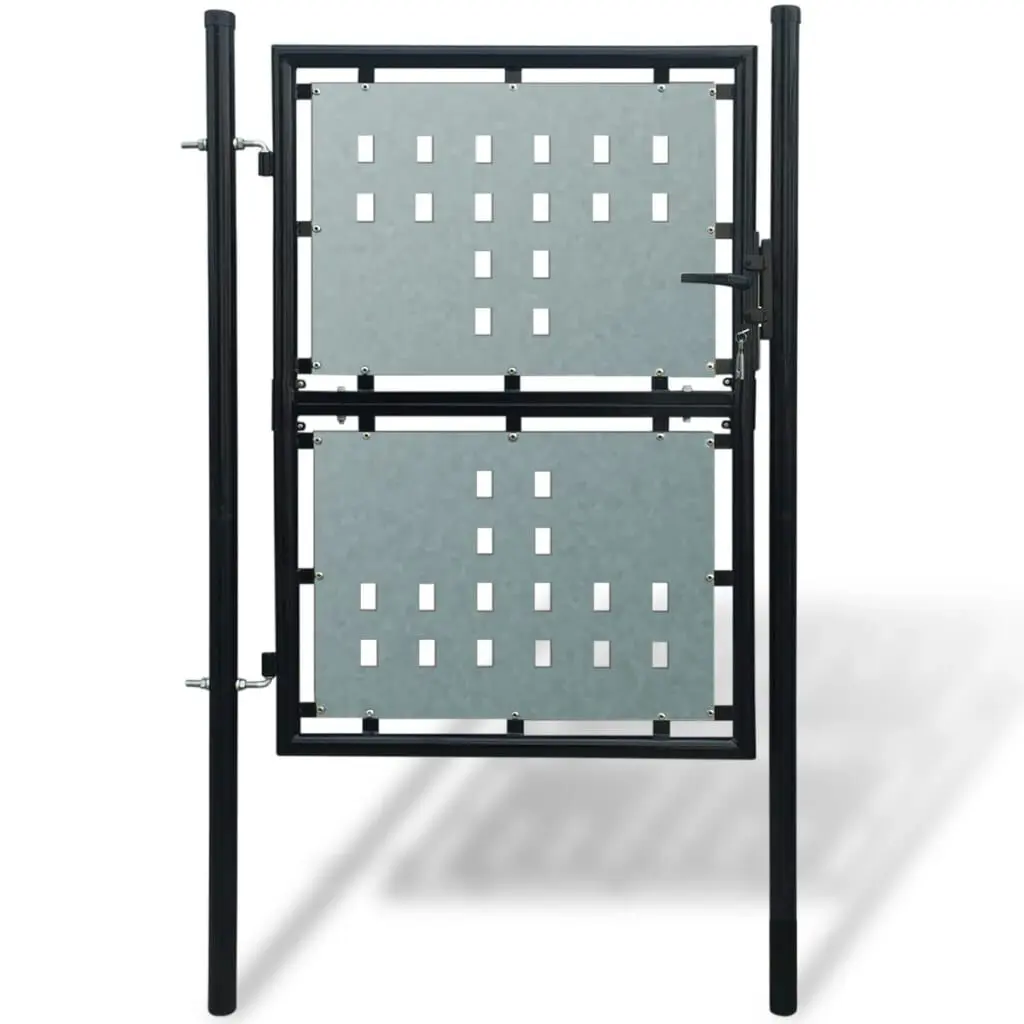 Black Single Door Fence Gate 39.4x78.7 Inches Outdoor Garden Entrance