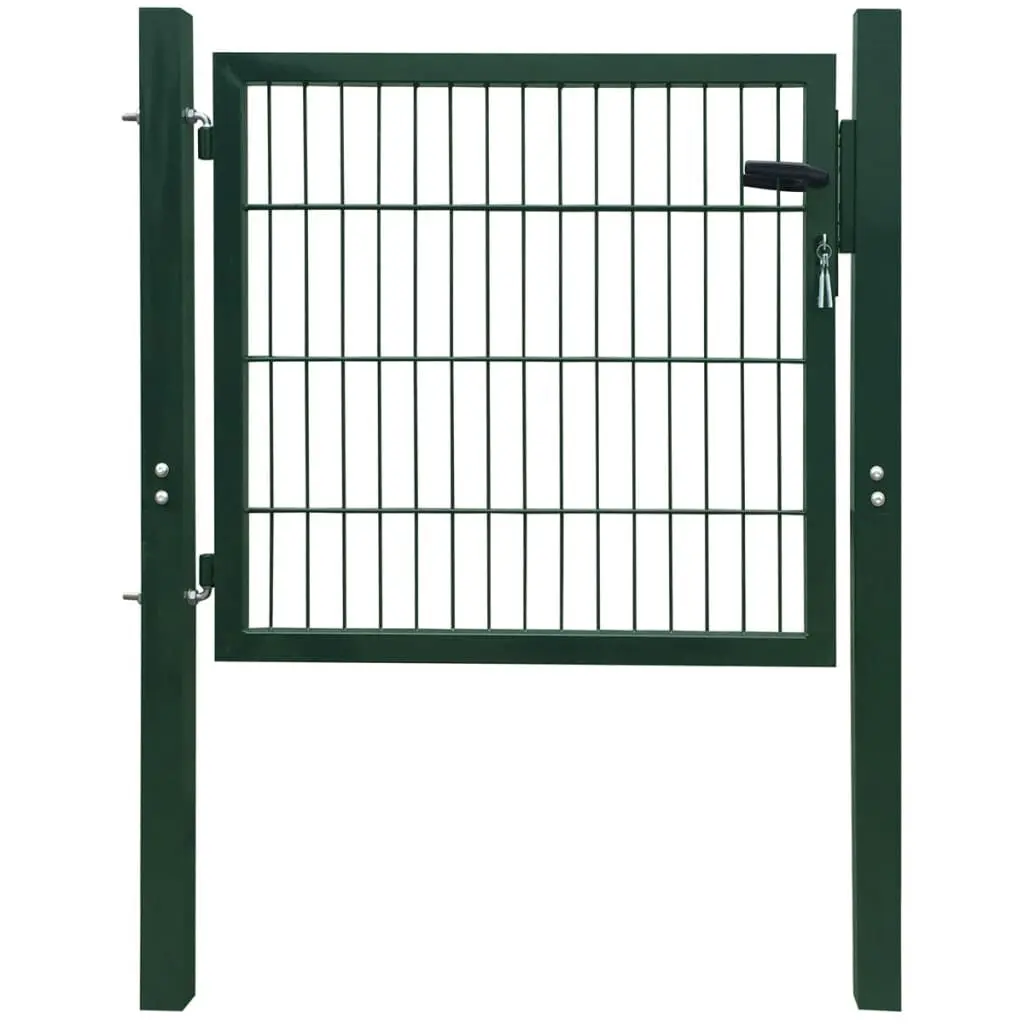Fence Gate Steel Green 41.3x59.1 Inches Outdoor Garden Security Gate