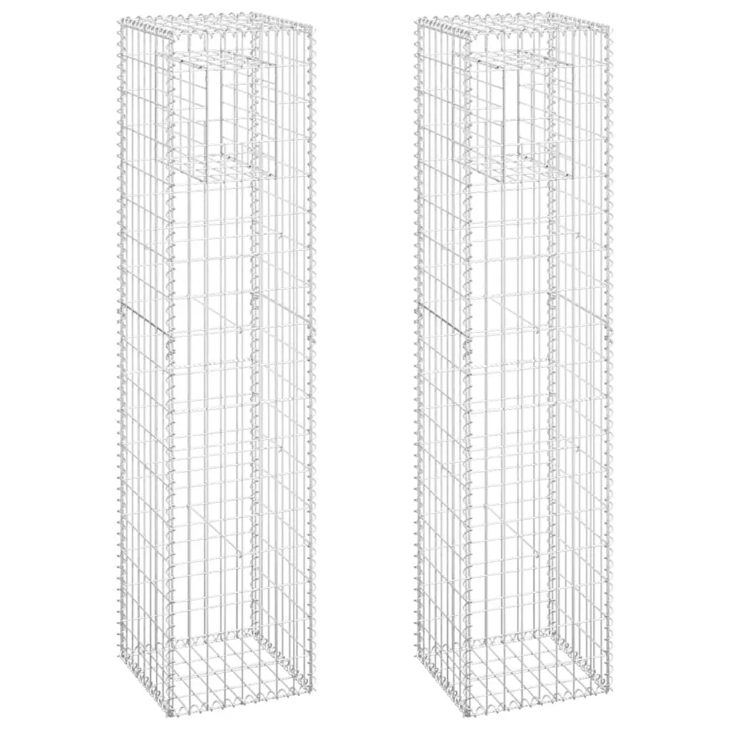 Gabion Binquireet Posts 2 Pack 15.7x15.7x70.9 Inches Iron Garden Fence Supports